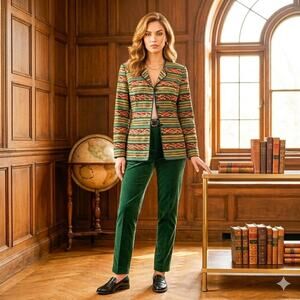 Vintage Adrianna Papell Jacket Womens Aztec Geometric Lined Tailored SZ. 20